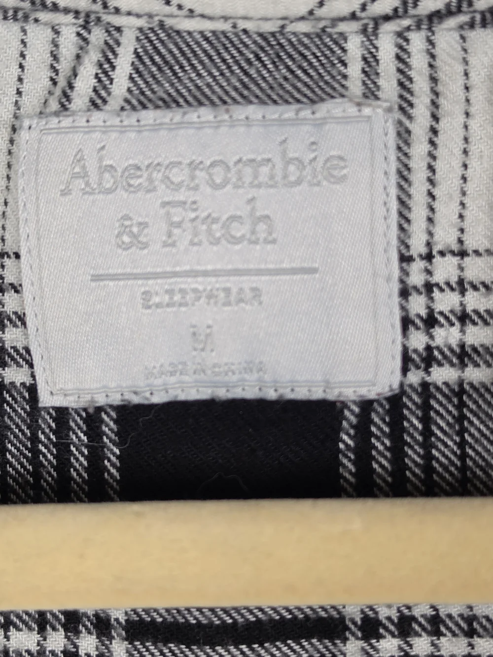 Abercrombie & Fitch Black and White Plaid Henley Sleepwear Too